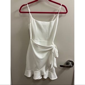 Lucy in the Sky White Wrap Mini Dress